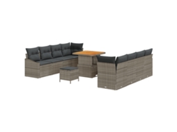 Conjunto 11 Conjunto De Sofá De Jardim Vidaxl Cinzento Vime Pe (80 X 80 X 71 Cm)