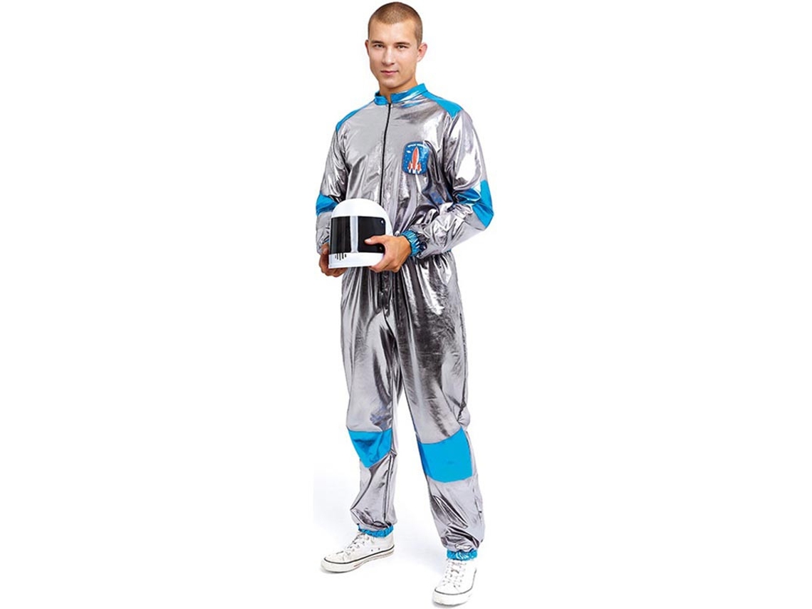 Fato de astronauta prateado e azul para adulto