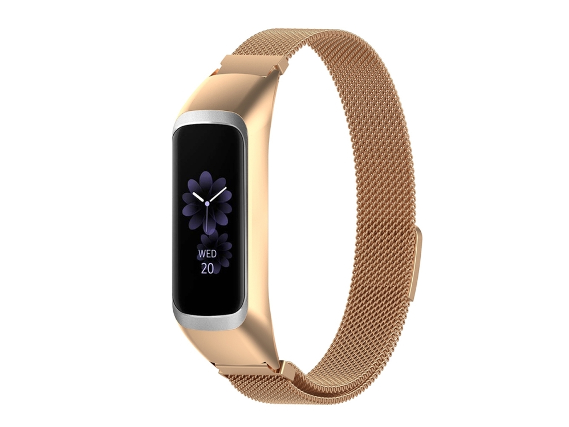Bracelete para Samsung Galaxy Fit 2 Milanês Fivela Magnética Rose Gold XIAOMOYU