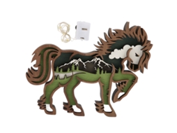 Ornamentos 3d De Cavalo De Madeira Com Luz Para Decoração