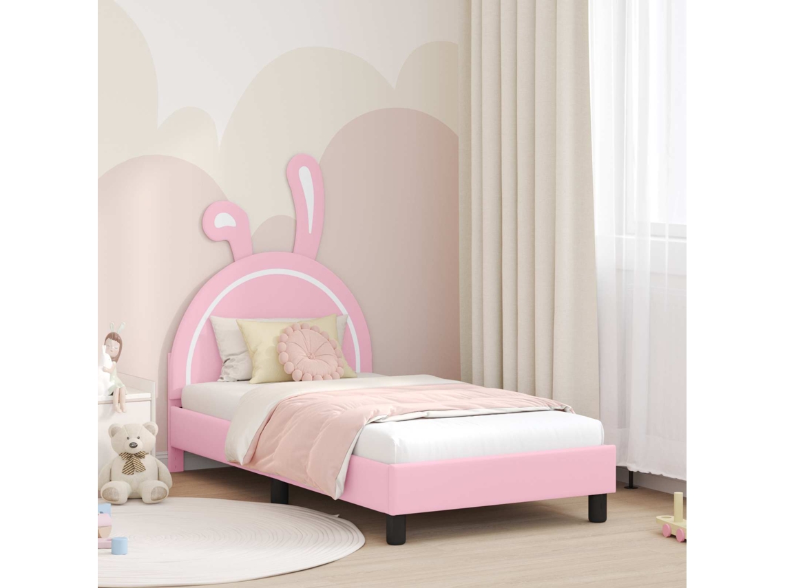 Vidaxl Estrutura De Cama Infantil Com Cabeceira Rosa 80 X 160 Cm Pu