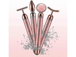 Masajeador Facial de Pulso 4 em 1, Elétrico Rodillo Jade Cuarzo Rosa, Compatível com Compatív El a Cabeça, Mejilla, GOKOCO