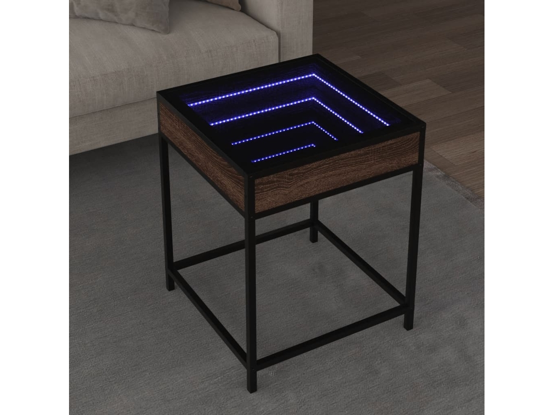 Vidaxl Mesa De Centro Luzes Led Infinity 40x40x51 Cm Carvalho Castanho