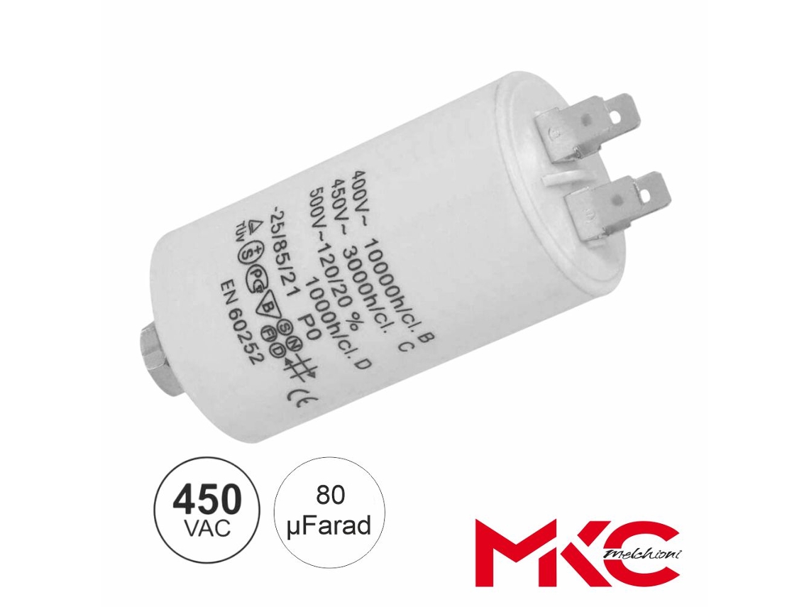 Condensador Arranque 80uf 450v C/ Terminais Faston