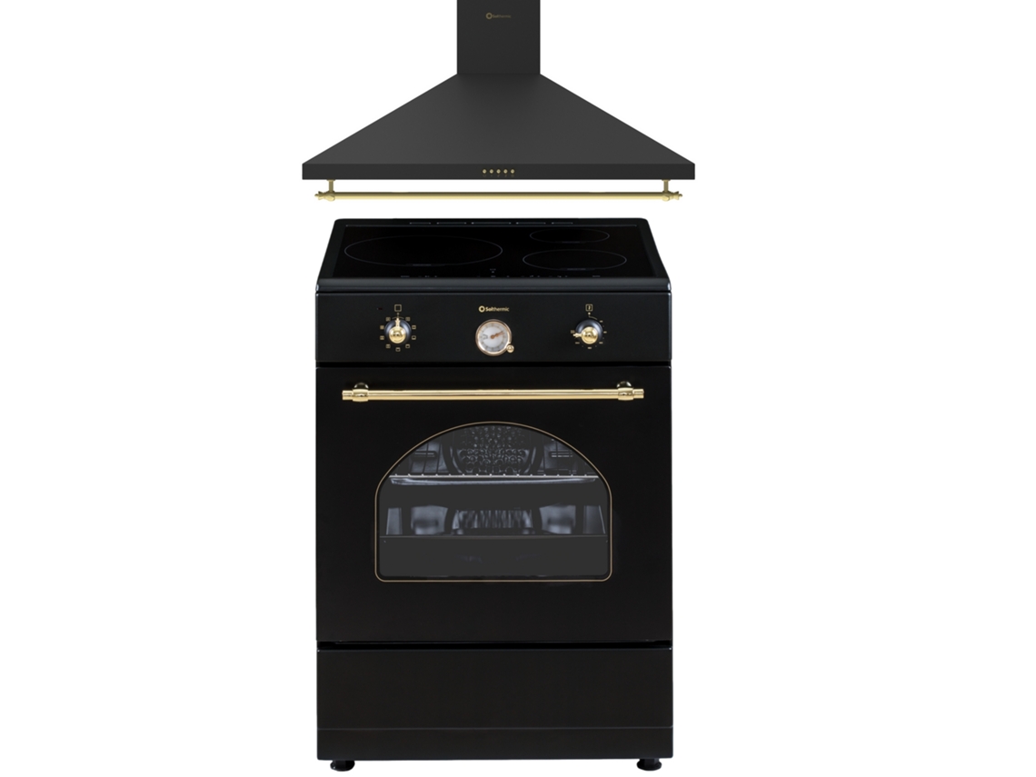 Pack Solthermic Combo Cozinha 60x60 Vti60 Preto Indução Exaustor 60 Preto Rústico