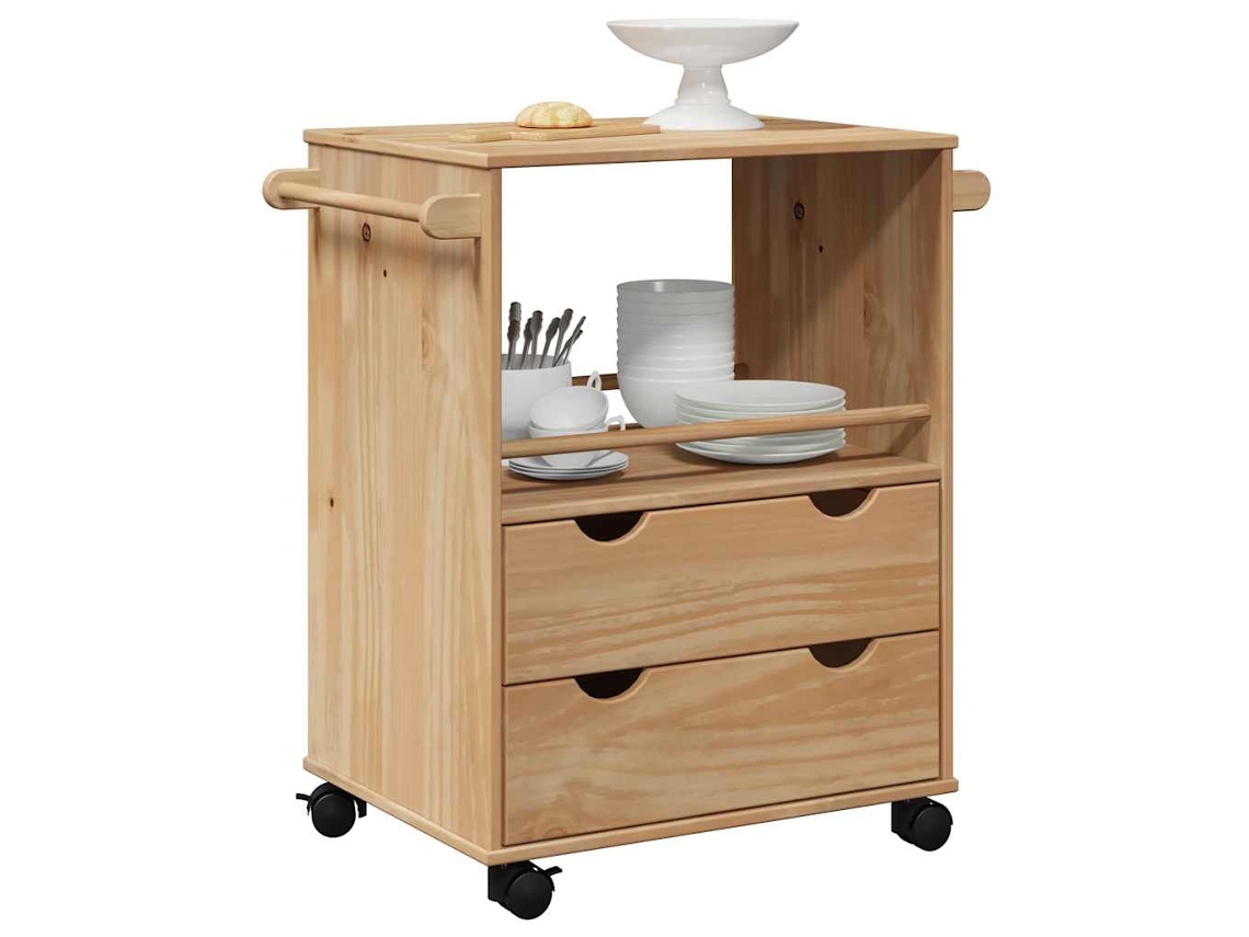 Vidaxl Carrinho De Cozinha Otta 59x45x80 Cm Madeira De Pinho Maciça