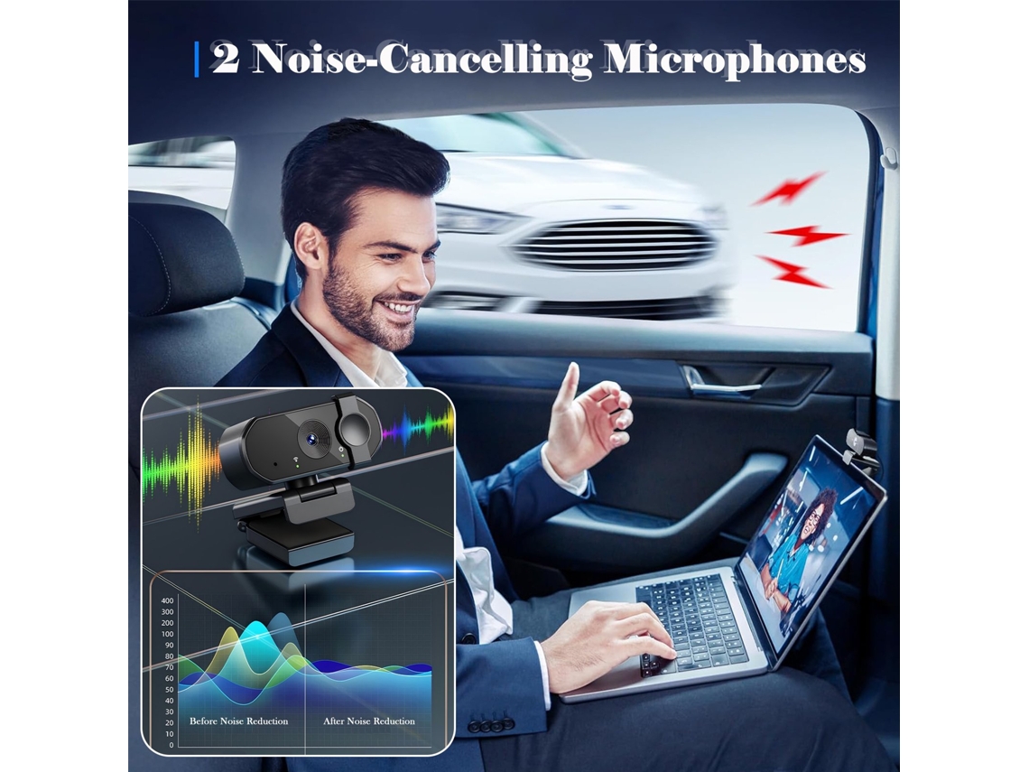 Webcam 1080p Com Microfone, Câmara De Computador Plug & Play Com Foco Automático E Cancelamento De Ruído.czhhmart