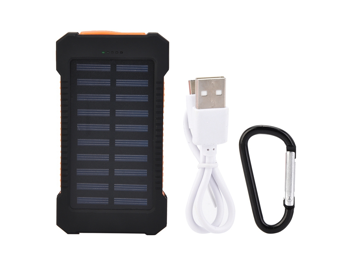 Carregador Solar Portátil 10000mAh com LED, carregamento solar e rápido