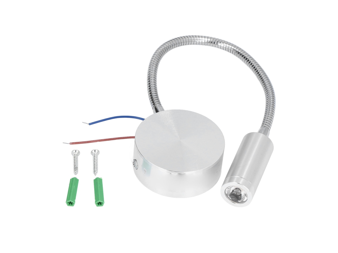 Luz de destaque LED 3W 4000K com pescoço flexível alumínio para interior escritório escola 85-265V | S/MARCA