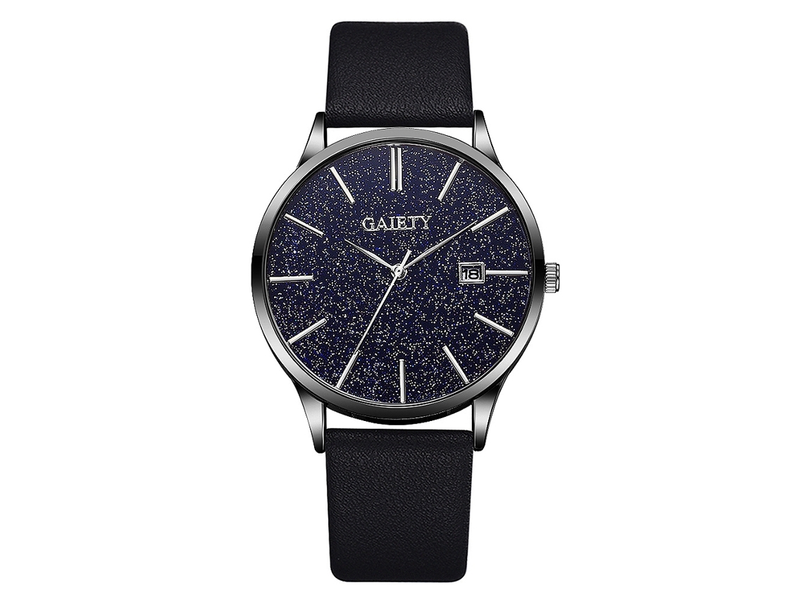 Relógio masculino de quartzo com pulseira de PU, estilo céu estrelado simples e elegante.