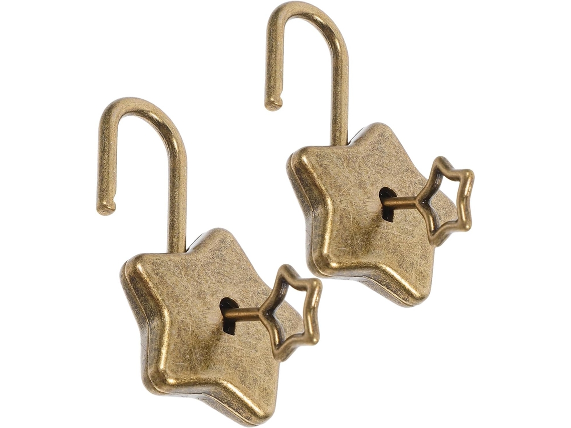 Conjunto De 2 Mini Cadeados Metálicos Em Formato Estrela, Calibre 23g, Com Cinco Pinos E Chaves, Acessórios Decorativos