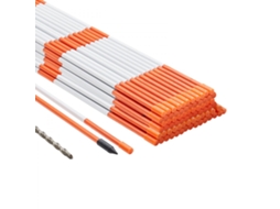 Conjunto De 100 Estacas De Fibra Laranja De 121 Cm Com Faixa Refletora Para Marcação Tekmaquinas