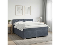 Vidaxl Cama Box Spring Com Colchão E Led Cinzento-escuro 140 X 200 Cm