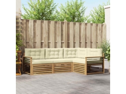 Vidaxl Conjunto De Sofás Para Exterior 5 Unid. Branco E Creme