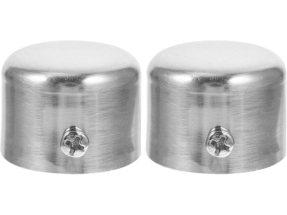Conjunto De 2 Ponteiras Metálicas Para Varão De Cortina, Em Aço Inoxidável Conjunto De 2 Ponteiras Metálicas Para Varão De Cortina, Em