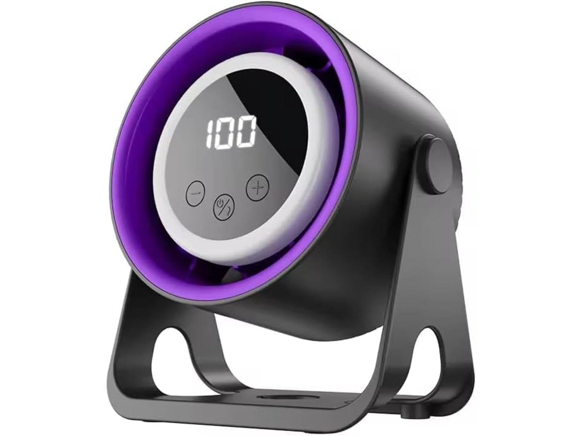 Ventilador portátil MDUG com luz noturna, recarregável USB e visor LED