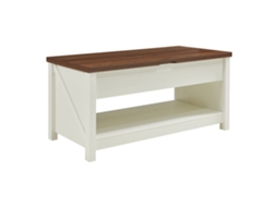 Mesa de Centro Elevável Kasama 110x55x54 cm Efeito Nogueira/Branco [EN.CASA]