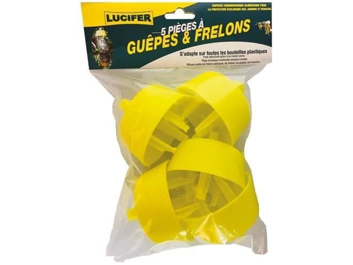Conjunto de 5 Armadilhas para Vespas e Vespões LUCIFER para Garrafa Plástica Amarela