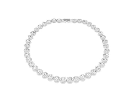 Colar Swarovski Angelical Metal Banhado A Ródio Cristais Incolores Comprimento 38 Cm