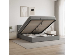 Vidaxl Cama Ottoman Com Colchão Cinzento-escuro 140 X 190 Cm Tecido