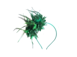 Diadema De Penas Vintage Com Flores De Tela Acessório De Cabelo Para Mulheres E Meninas Festa Noiva Verde