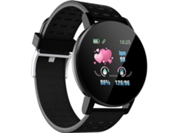 Relógio Inteligente 119 Plus Pulseira Inteligente Frequência Cardíaca Redonda Relógio Inteligente Masculino Feminino Pulseira Tipo Preto