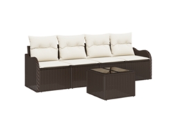 Conjunto 5 Conjunto De Sofá De Jardim Vidaxl Castanho Vime Pe (231 X 62 X 69 Cm)