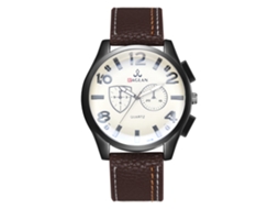 Reloj Digital Clásico De Moda Para Hombres Con Dial Redondo De Cuero Pu De Cuarzo (marrón Oscuro)