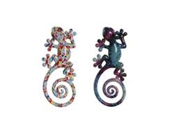 Decoração de parede Home Esprit Multicolor Mosaico de Lagarto Mediterrâneo 8 x 4 x 20 cm (2 unidades)