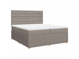 Cama com Molas/Colchão 200x200 Cm em Tecido Castanho Acinzentado MAISON EXCLUSIVE