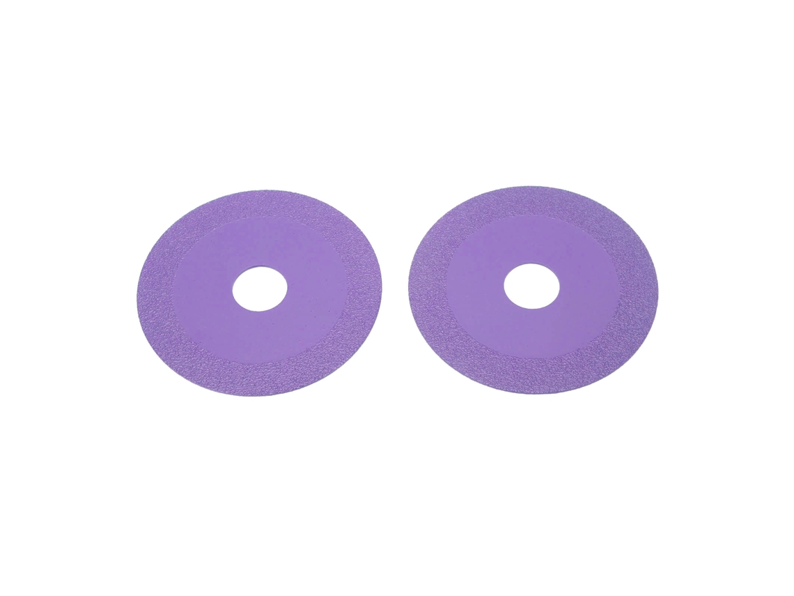 Conjunto de 2 discos de corte de vidro, diâmetro externo de 100 mm e diâmetro interno de 22,23 mm, lâmina de serra diamantada de aço manganês de alta qualidade para vidro roxo.