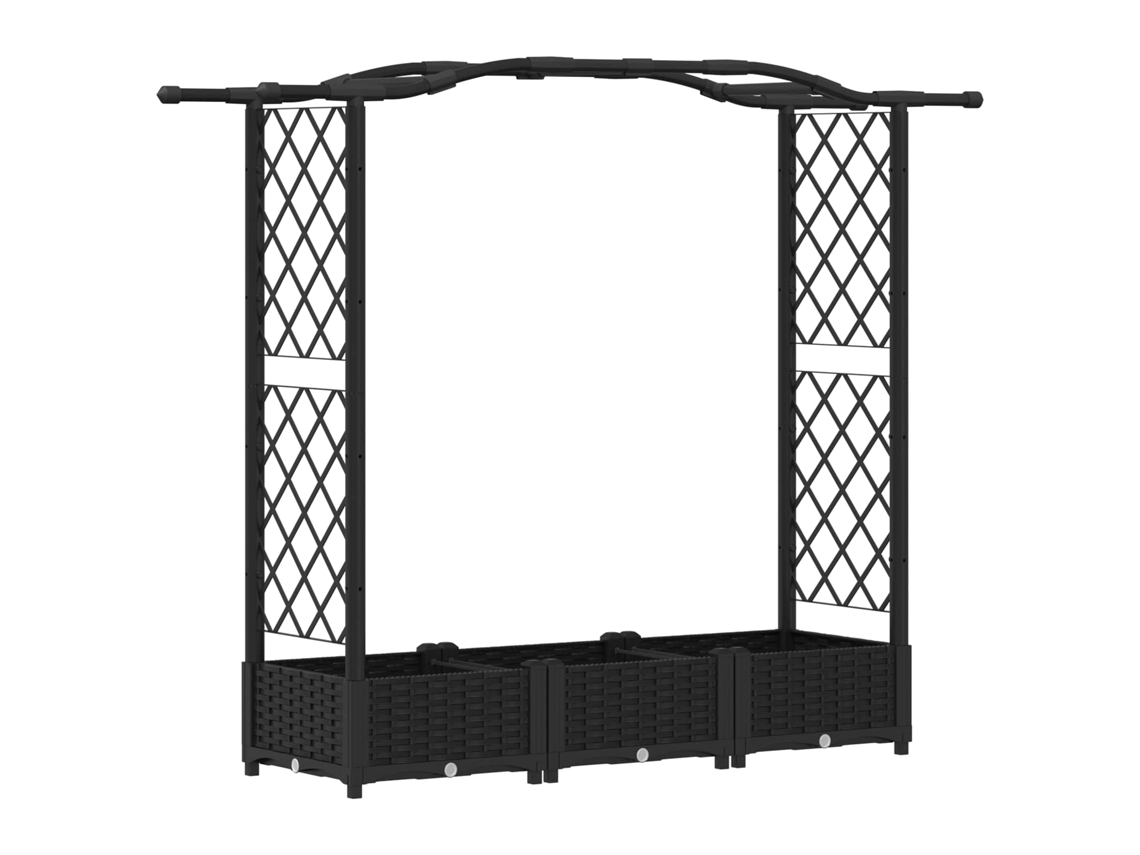 Vidaxl Cama Elevada Com Treliça E Telhado Preto 169 X 40 X 125 Cm Pp