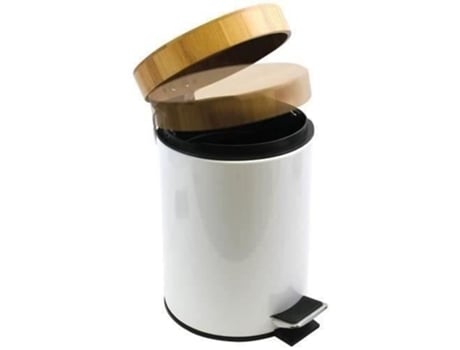 Lixeira Aza Msv 3 L Branca Com Tampa De Bambu