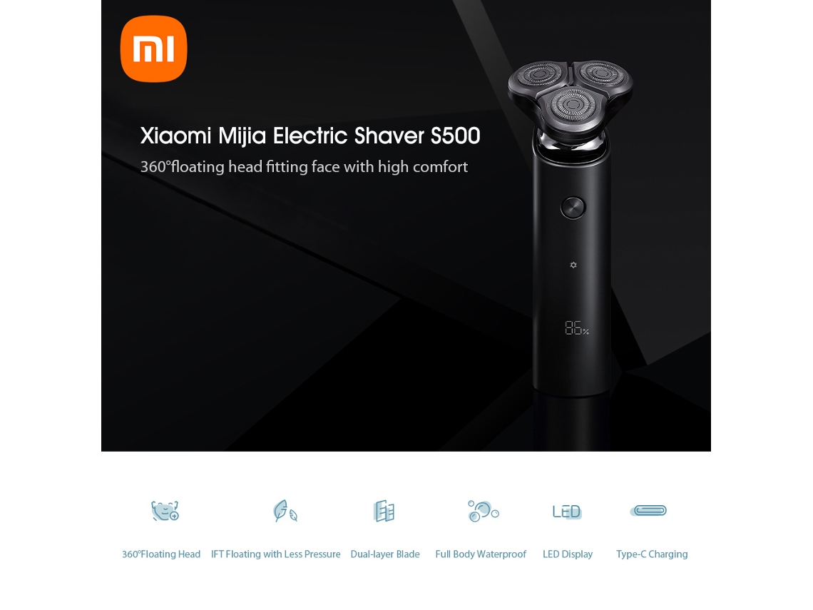 Aparelho De Barbear Xiaomi Mijia S500 Ipx7 3 Lâminas