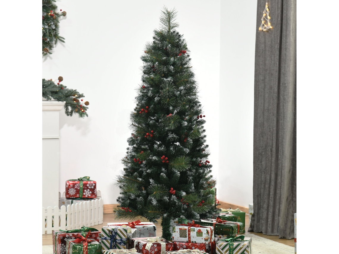 Árvore De Natal Artificial Nevada 150 Cm Com 360 Ramos E 38 Bagas, Para Interior, Verde