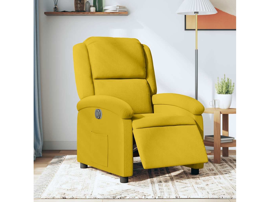 Vidaxl Poltrona Elétrica Reclinável Veludo Amarelo