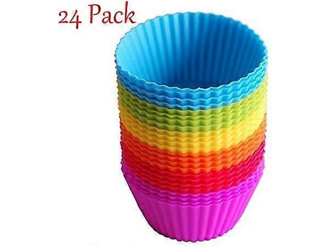 Copos De Baking De Silicone Premium 24 Reutilizáveis Para Muffin Cupcake