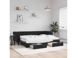 Vidaxl Sofá-cama Com Gavetão E Gavetas 80x200 Cm Veludo Preto