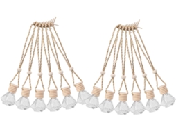 Conjunto De 12 Frascos De Perfume Para Aromaterapia Com Tampas De Madeira E Detalhes Em Vidro.
