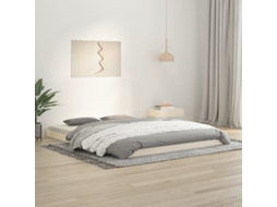 Estrutura De Cama King Size 150x200 Cm Pinho Maciço Branco