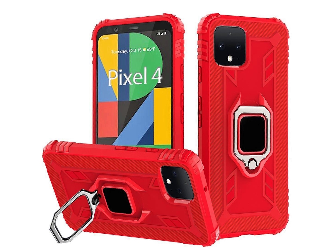 Capa Protetora De Fibra De Carbono Com Suporte De Anel Giratório De 360 Graus Para Google Pixel 4