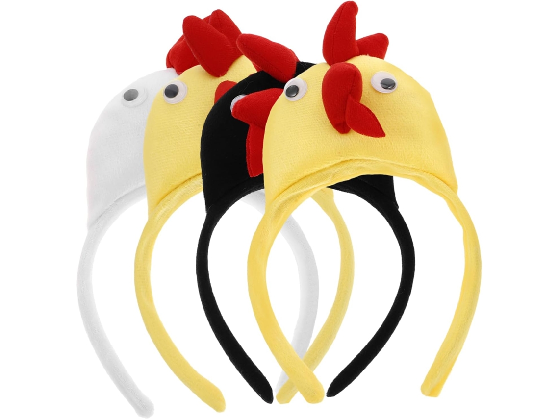 Conjunto De 4 Tiaras Com Orelhas De Galinha, Confortáveis E Duráveis, Feitas De Tído.