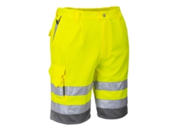 Bermuda De Verão Em Polialgodão De Alta Visibilidade Amarelo Cinza / Xxl
