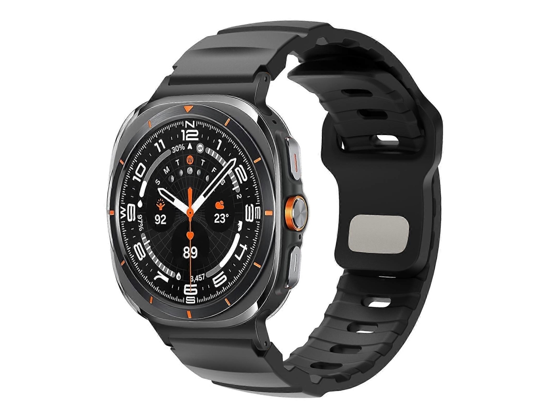 Pulseira De Borracha Fluorocarbonada Com Fecho Reverso E Conector Preto Para Samsung Galaxy Watch Ultra 47mm