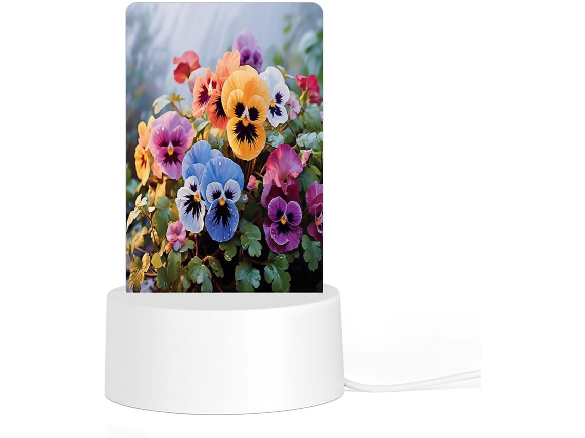 Luminária Noturna De Led Em Acrílico Com Base Plástica Reutilizável E Plugue, Em Formato De Flor Amor Perfeito