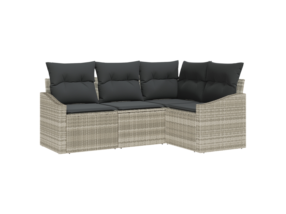 Conjunto 4 Conjunto De Assentos Para Exterior Vidaxl Cinzento-claro Vime Pe (178,5 X 123,5 X 85 Cm)