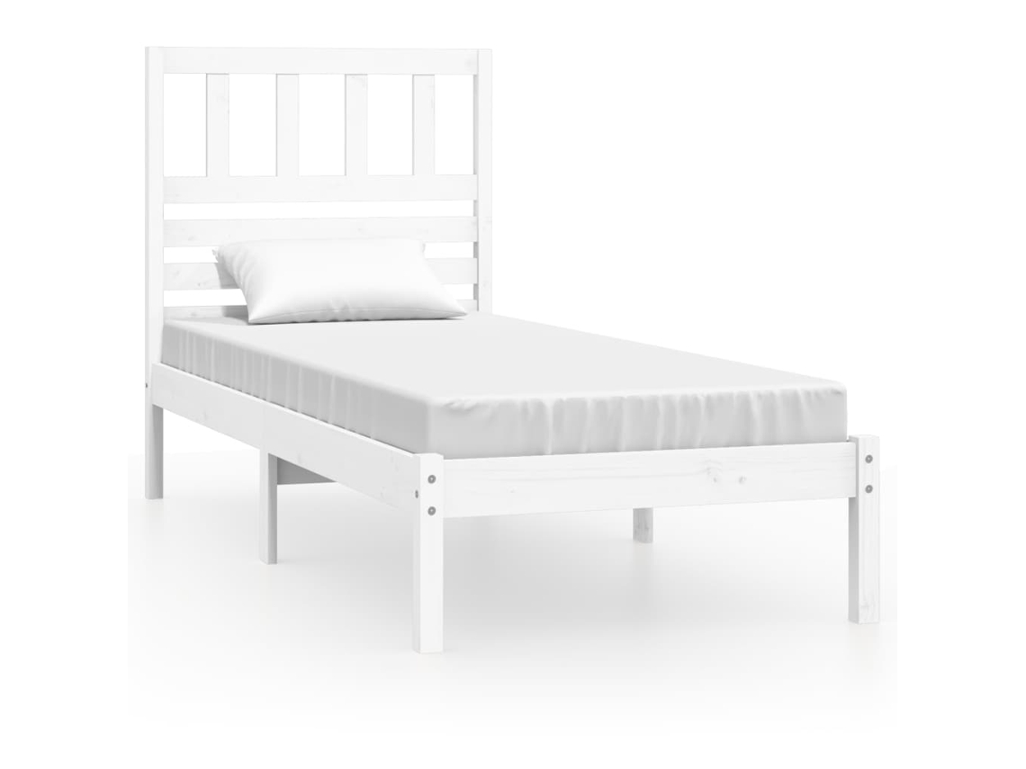 Cama Sem Colchão Madeira de Pinho Maciça Branco MAISON EXCLUSIVE (75x190 cm)