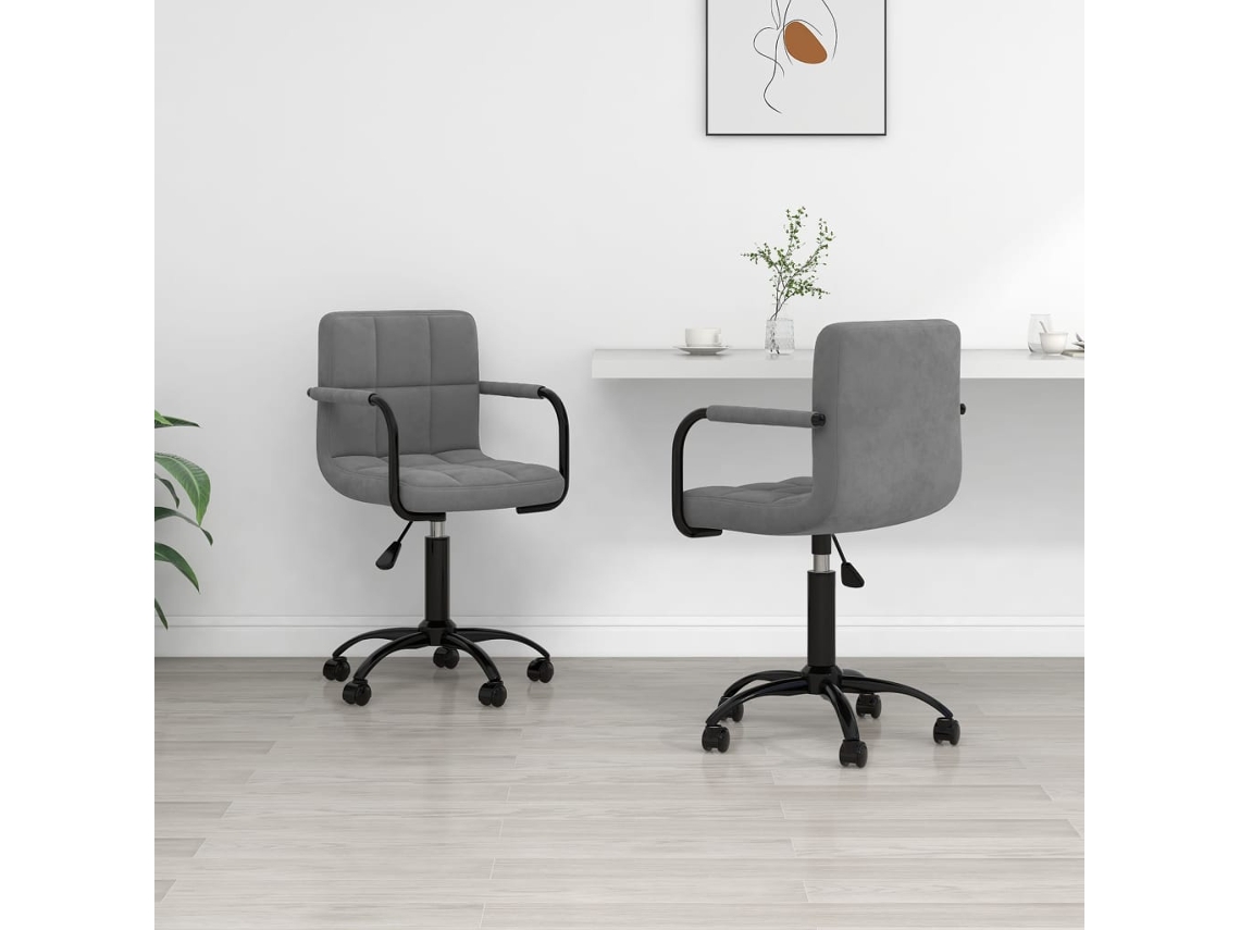 Vidaxl Cadeiras De Jantar Giratórias 2 Pcs Veludo Cinzento-escuro