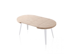 Mesa redonda extensível Berg Branco - Carvalho 100/180 x 78 x 100 cm