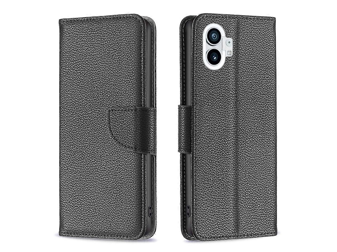 Capa Para Celular For Nothing Phone 1 Em Couro Sintético Com Textura De Lichia E Cor Pura.